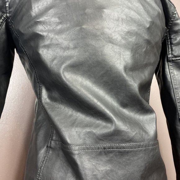 H & M Black Faux Leather Motto Jacket Womens Small - Picture 6 of 8